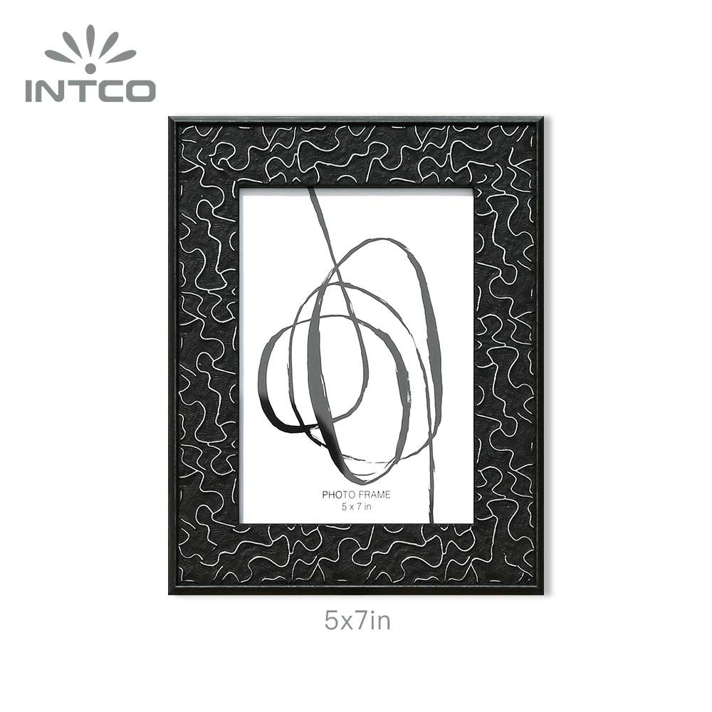 Intco 5x7in black classic embossed photo frame